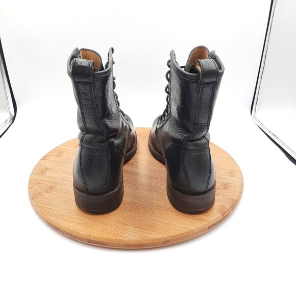 Frye Veronica Womens Size 8 Boots Black Leather Combat Moto Lace Up 76276 Y2K - Picture 4 of 11